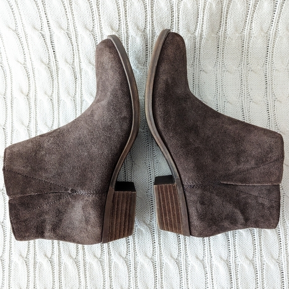 Lucky‎ Brand Benissa Leather Ankle Boots 7.5 Brown Suede Classic Bootie - Picture 5 of 13